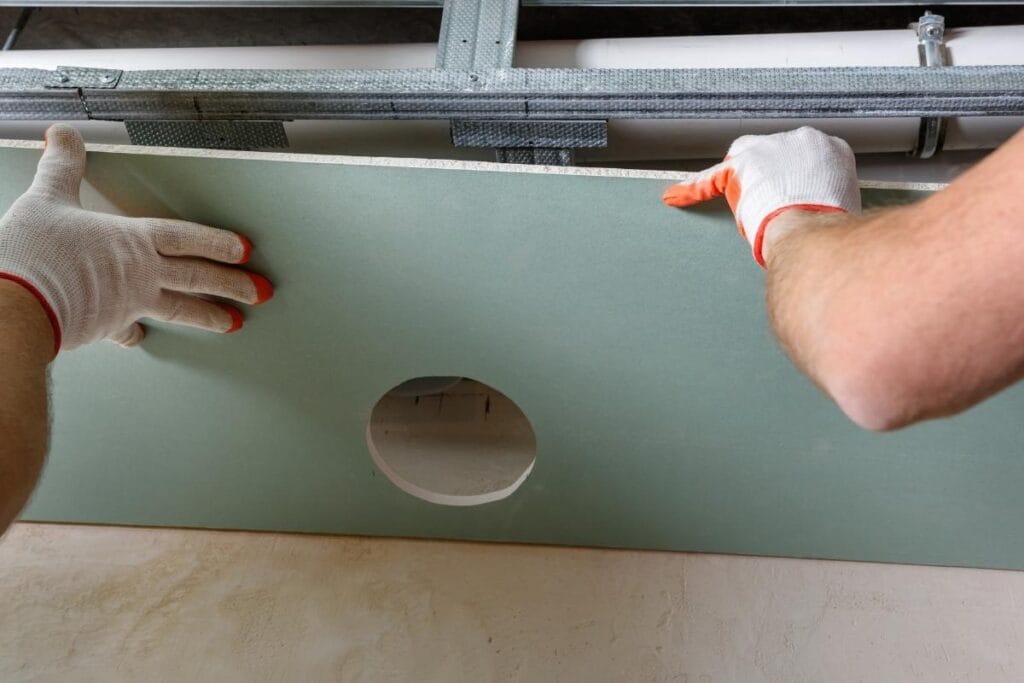 installation of 5/8-inch type x fire-rated drywall on a shared wall